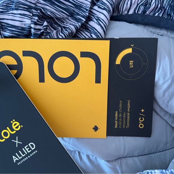 New Lole x Allied Feather and Down Purple & Blue Striped Jacket Womens size S - Picture 6 of 10